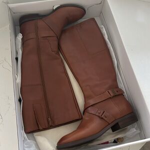 NINE WEST BROWN LEATHER BOOTS EQUESTRIAN WESTERN EXCELLENT CONDITION 6.5 in box